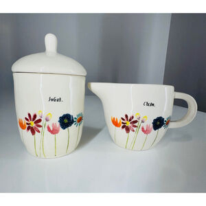 Rae Dunn Sugar & Creamer Set - Artisan Collection Floral Design by Magenta
